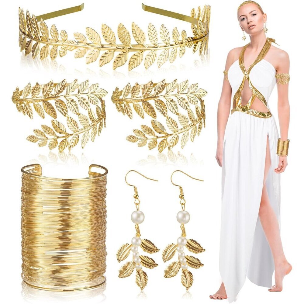 Greek Women Costume Accessories 7 pcs Toga Crown Jewelry for Halloween